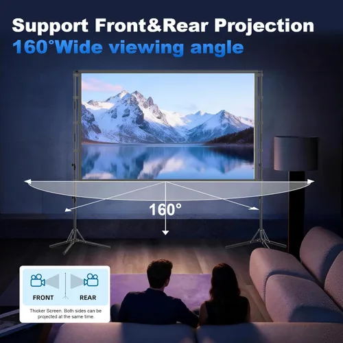 Miniatura 5 de Pantalla de proyector y soporte, GAINVANE pantalla de proyector portátil de 120 pulgadas para interiores y exteriores, pantalla de proyección 16:9