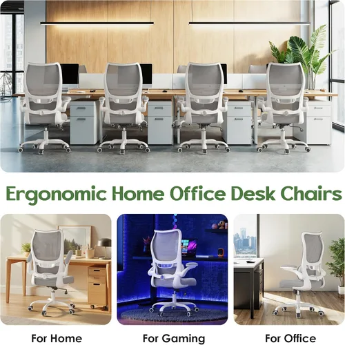Miniatura 9 de Silla de oficina ergonómica de escritorio, cómoda silla de oficina de malla con respaldo alto con ruedas de apoyo lumbar, sillas de oficina