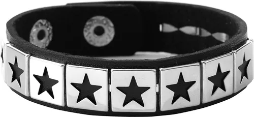 Miniatura 6 de Eigso - 4 pulseras de cuero punk, para hombres y mujeres, clásicas, góticas, vintage, de poliuretano, para hombre y mujer Negro - B