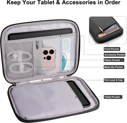 Miniatura 3 de Funda acolchada para tablet de 8 a 9 pulgadas, bolsa de viaje acolchada para Galaxy Tab A9 8.7/Tab A 8.4/Fire HD 8, estilo cartera con bolsillo