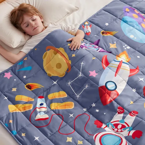 Miniatura 72 de anfie - Manta con peso para niños (40 x 60 pulgadas, 7 lb), manta refrescante para dormir, tamaño de manta ligera, transpirable, con cuentas de Gris