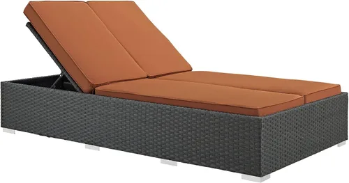 Miniatura 14 de Modway Sojourn - Tumbona doble de mimbre para patio al aire libre, color beige chocolate
