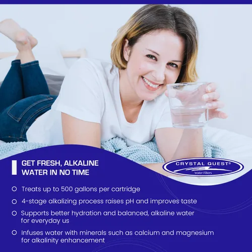 Miniatura 3 de Crystal Quest Cartucho de jarra de filtro de agua alcalinizante, filtración avanzada para agua limpia y saludable, mejora la mineralización, diseño