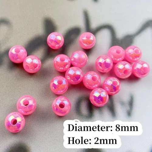 Miniatura 3 de 300 cuentas de perlas para manualidades de 0.315 pulgadas (0.315 in), cuentas redondas sueltas de perlas para collares, pulseras, aretes, Rosa