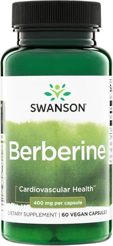 Swanson Suplemento de berberina - 400 mg cada uno, 60 cápsulas - Berberina HCl con apoyo general para el bienestar