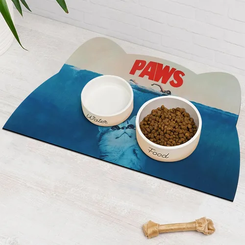 Miniatura 6 de Tapete de comida para gatos, tapete de alimentación de mascotas para piso, antideslizante, impermeable, súper absorbente, fácil de limpiar, azul