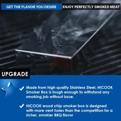 Miniatura 4 de KEISSCO Caja de ahumador de acero inoxidable para parrilla de gas y parrilla de carbón, caja grande para ahumar carne, añade un delicioso sabor