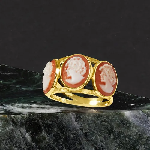 Miniatura 4 de Ross-Simons Anillo camafeo de concha naranja italiana en oro de 18 quilates sobre ley, Piedra preciosa, concha