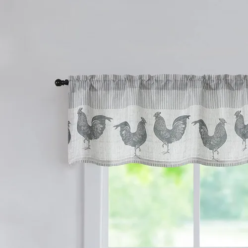 Miniatura 11 de SXZJTEX Cortinas de cocina con diseño de gallina para ventana pequeña, 2 paneles, 2 paneles, paneles con bolsillo para barra para granero, 27 Gris