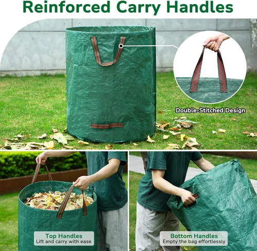 Miniatura 4 de GreatBuddy Bolsa de basura reutilizable de 132 galones, resistente, verticales con 4 asas reforzadas para hojas de jardín y recolección de residuos