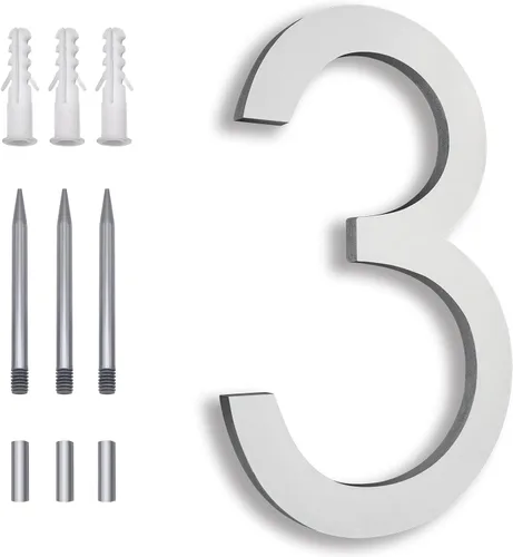 Miniatura 13 de Números Reflectantes de 8 Pulgadas para Dirección en Casa, Números de Casa Modernos de Metal Negro para Dirección en la Calle, Números de Casa