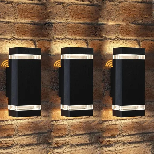 iYogaled Lámpara exterior del amanecer al anochecer, luces de pared exteriores dobles hacia arriba, luces exteriores modernas para casa, aplique de