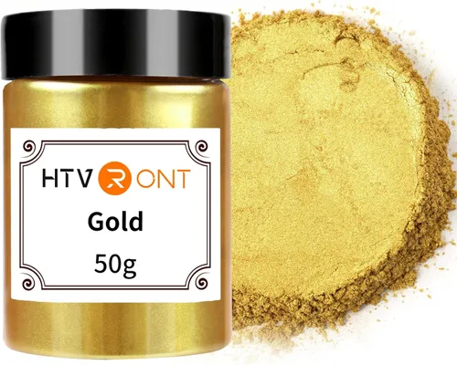 HTVRONT - Polvo de mica en color dorado para resina epoxi - 50 g/1.76 oz Polvo de pigmento de mica natural, polvo de mica para la fabricación de