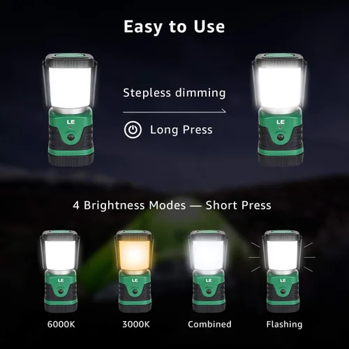 Miniatura 3 de Lepro Bundle - 2 artículos: Linterna de camping LED recargable vintage Lepro y LE LED linterna de camping recargable, 1000LM, 4 modos de luz