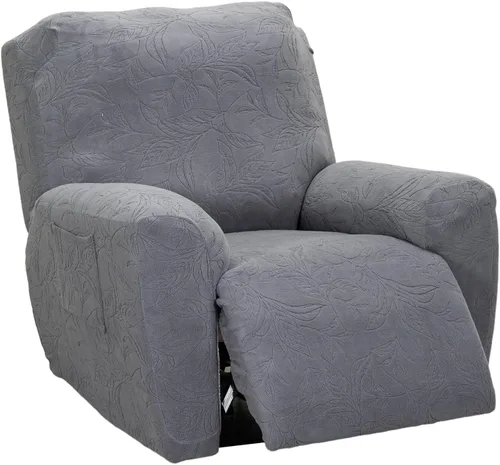 Miniatura 26 de CRFATOP Funda para sillón reclinable con estampado floral con bolsillos, funda única para sillón reclinable, 4 piezas, funda para sillón reclinable