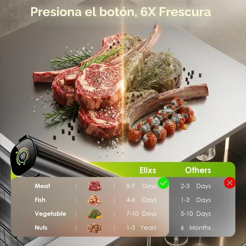 Miniatura 5 de Elxis Sellador al vacío, sellador al vacío portátil de mano + 30 bolsas de vacío reutilizables, sellador de alimentos portátil, con pantalla