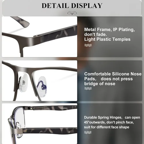 Miniatura 5 de Lcbestbro Paquete de 3 lentes de lectura con bloqueo de luz azul para hombres, elegantes lectores de marco de metal