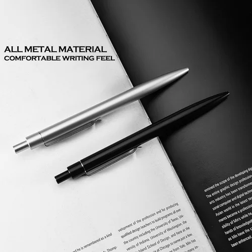 Miniatura 4 de DUNBONG Bolígrafo de Gel de Metal Negro, Bolígrafo de Tinta de Gel, Tinta Negra, Pluma de Tinta Retráctil de 0.5mm (Negro)