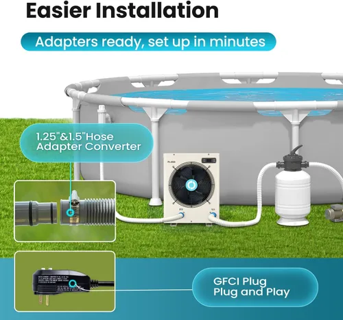 Miniatura 3 de ECOPOOLTECH Bomba de calor para piscina Calentador eléctrico para piscinas sobre el suelo (hasta 5000 galones) Compresor Turbo X Ultra Control