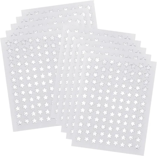 Calcomanías de estrella plateada de 0.3 pulgadas de diámetro, 1080 piezas, 10 hojas, calcomanías de recompensa para niños, ideales para gráficos de