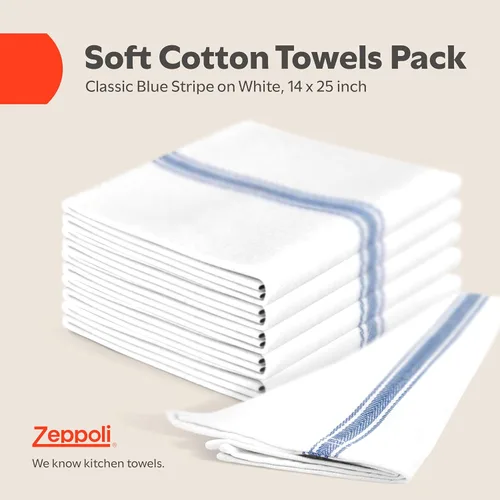 Miniatura 2 de Zeppoli - Trapos clásicos de cocina, de 100% algodón, para cocina o limpieza, reusables, súper absorbentes, lavables a máquina, paquete a granel