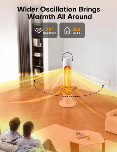 Miniatura 6 de Calentadores de exterior para patio con 4 modos, calefacción 1S de 350 pies cuadrados, calentador eléctrico de cerámica PTC de 1500 W