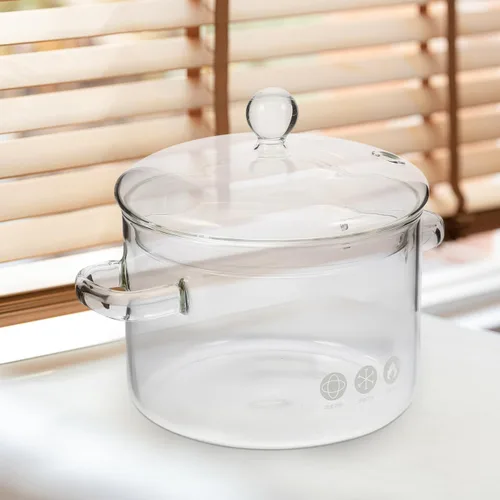 Miniatura 8 de Vaguelly Olla de sopa de vidrio de borosilicato con tapa, 1.5L/50 onzas, olla de cocina transparente para fideos ramen y sopa, resistente al calor