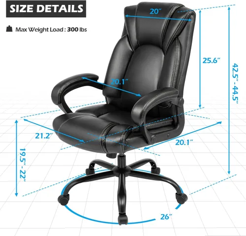 Miniatura 2 de OUTFINE Silla de Oficina Silla de Oficina Ejecutiva Silla de Escritorio Silla de Computadora con Cojín de Resorte de Cuero Resistente a la Negro