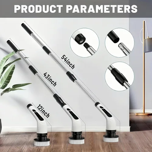 Miniatura 2 de Limpiador Eléctrico Giratorio: ¡Olvídate de Fregar! Limpiador de Ducha de Mango Largo con 9 Cabezales Reemplazables - Cepillo Inalámbrico de 2