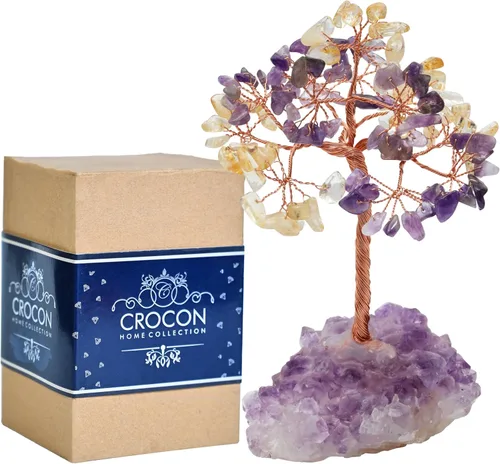 Miniatura 29 de Crocon Árbol de la vida de cristal de cuarzo transparente, chakra para energía positiva, decoración de Feng Shui, árbol bonsái de dinero con piedras