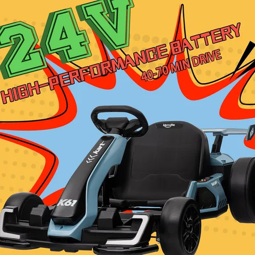 Miniatura 2 de KerryYoo K61 Go Kart - Kart eléctrico de deriva con asiento de longitud ajustable, juguete de paseo al aire libre de 24V con 4 modos de velocidad
