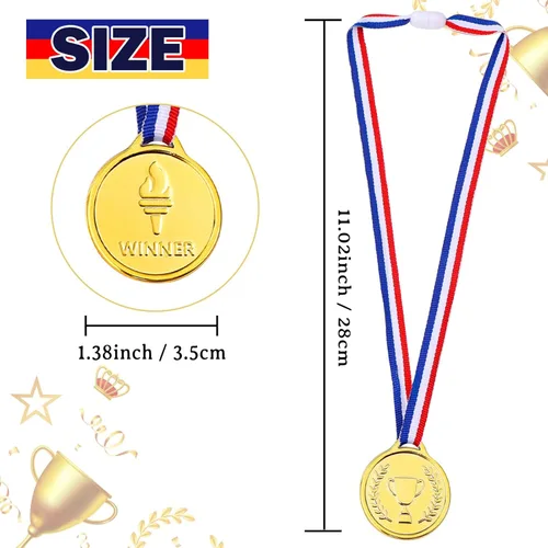 Miniatura 3 de Caydo Gold Medals for Kids, Plastic Medals for Awards Winner Award Medals for Children's Game Prizes, School Sports Games, Competitions, Family