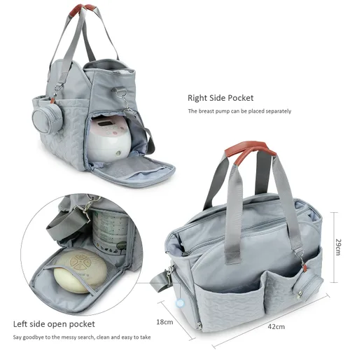 Miniatura 2 de Bolsa para extractor de leche – Bolsa de pañales para bebé con funda para laptop y bolsillo de aislamiento, se adapta a la mayoría de extractores
