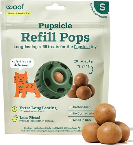 WOOF Pupsicle - Paletas de recambio, deliciosas golosinas de larga duración para perros, repuestos de Pupsicle prefabricados para perros,