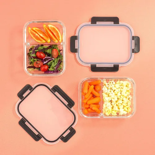 Miniatura 4 de JoyJolt Contenedores divididos para almacenamiento de alimentos con tapas herméticas. Paquete de 5 recipientes de vidrio para preparación