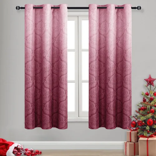 Miniatura 9 de DWCN - Cortinas blackout para dormitorio, diseño de damasco con aislamiento térmico y ojales, para sala de estar, juego de 2 paneles de cortina Gris