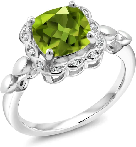 Miniatura 101 de Gem Stone King Anillo de compromiso de plata de ley 925 de 0.315 in con piedra natal y zafiro blanco creado Anillo de compromiso de boda