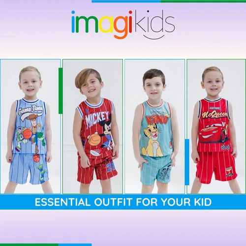 Miniatura 3 de Conjunto de playera y pantalones cortos de baloncesto para niños de Disney – Atuendo deportivo para niños pequeños y grandes (2T-10/12)