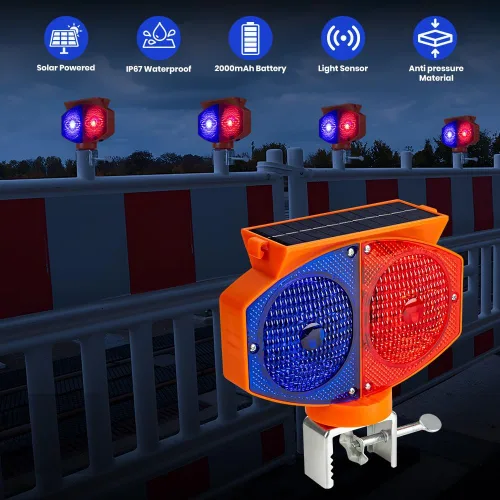 Miniatura 2 de Luz solar estroboscópica de advertencia, 3 modos de funcionamiento, luces de tráfico intermitentes rojas y azules de doble cara, inalámbricas