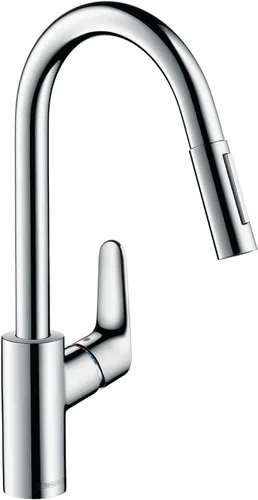 Miniatura 4 de Hansgrohe Metropol - Grifo de cocina para baño individual empotrado con palanca, color negro mate 240 con rociador extraíble y rango giratorio