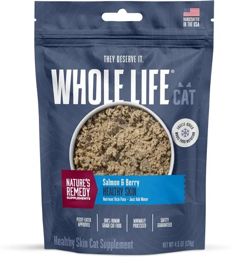Whole Life Pet Suplementos para Piel y Pelaje Saludables para Gatos para Piel Seca, Alivio de Alergias y Estómago, Apoyo Inmunológico y Digestivo
