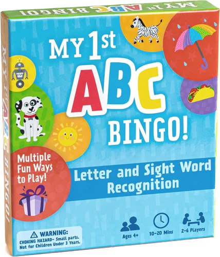 My First ABC Bingo Game: Juego de mesa de palabras del alfabeto y la vista para niños de 4 a 8 años, reconocimiento de letras, aprendizaje fonético