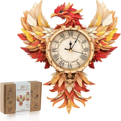 Miniatura 12 de Rompecabezas 3D para adultos, kit de reloj de madera de casa de Navidad con péndulo, manualidades de madera para decoración del hogar, rompecabezas