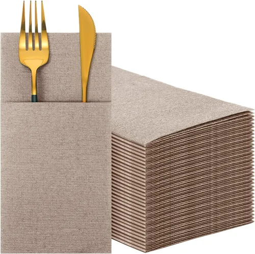 Miniatura 10 de Cindeer 150 piezas de servilletas de cena azul marino con sensación de lino, bolsillo plano incorporado, preplegadas, servilletas de papel 2-Azul