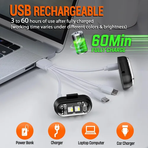 Miniatura 5 de Luces estroboscópicas LED inalámbricas, control remoto, 8 colores, carga USB, impermeables, luces de advertencia de emergencia anticolisión