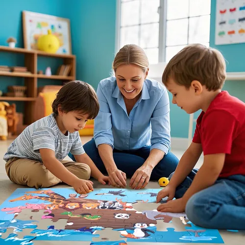 Miniatura 3 de LovesTown Rompecabezas de suelo para niños, rompecabezas de animales jumbo, juguetes educativos de aprendizaje para entretenimiento familiar