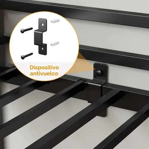 Miniatura 8 de Cama alta individual con escaleras, cama alta de metal resistente con almacenamiento y espacio debajo de la cama, más estable y segura