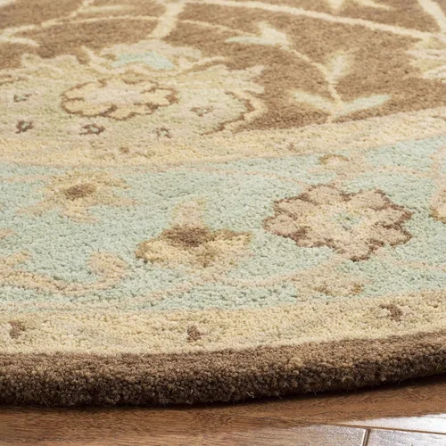 Miniatura 4 de SAFAVIEH Colección Antigüedades - Alfombra de 6' redonda, marrón y verde, hecha a mano, diseño oriental tradicional de lana, ideal para áreas