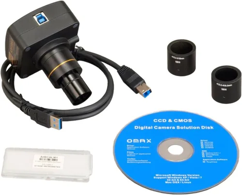 Miniatura 2 de OMAX Cámara digital USB3.0 de 8MP para microscopio con diapositiva de calibración de 0.000 in (Windows/Mac/Linux)