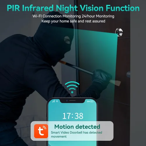 Miniatura 3 de Cámara de timbre de video con monitor a color de 4.3 pulgadas, timbre inalámbrico HD 1080P, WiFi, conversación bidireccional, funciona con batería